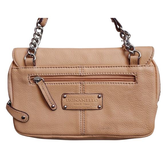 Tignanello Pebbled Leather Crossbody Purse Bag Handbag Storage Camel Tan Beige - Picture 4 of 7